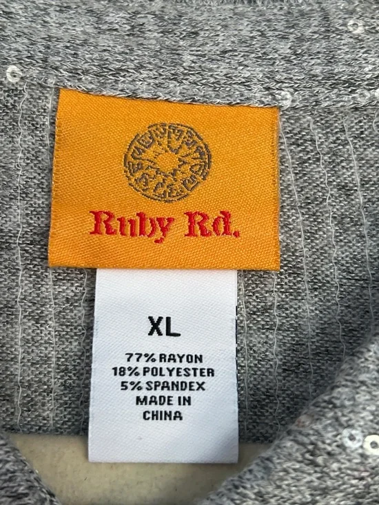NWT Ruby Rd. Sequin charcoal heather snap button down shirt size XL - Picture 4 of 4